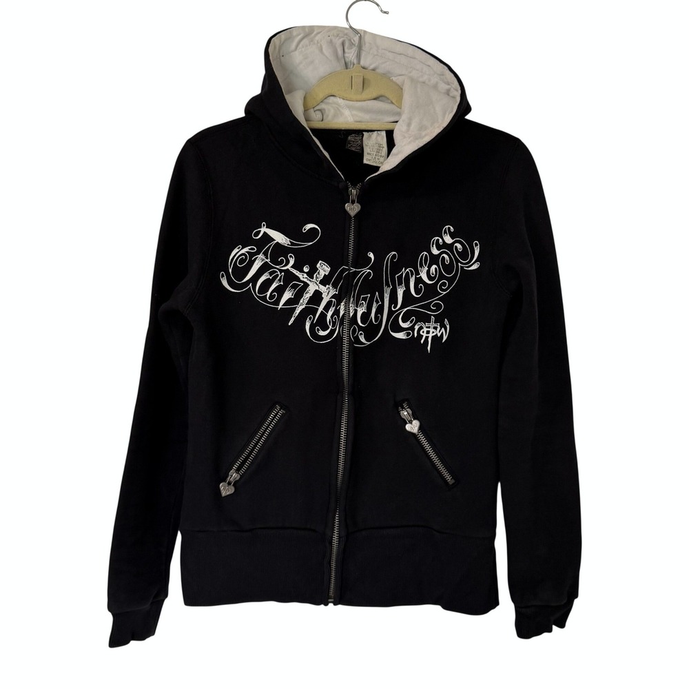 VTG Not of This World NOTW Womens Black Faithfulness Proverbs 3:3 Y2K Hoodie M